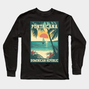 Punta Cana Dominican Republic Tropical Paradise Travel Art Long Sleeve T-Shirt